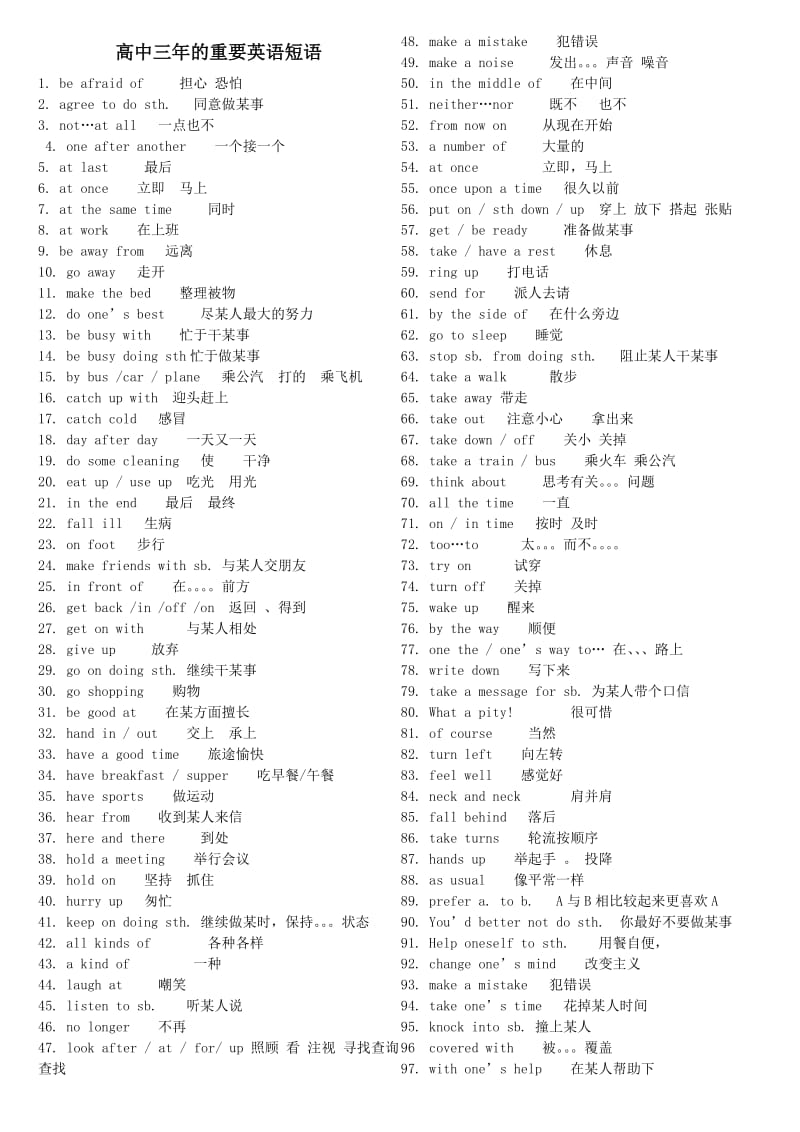 高中重要英语短语.doc_第1页