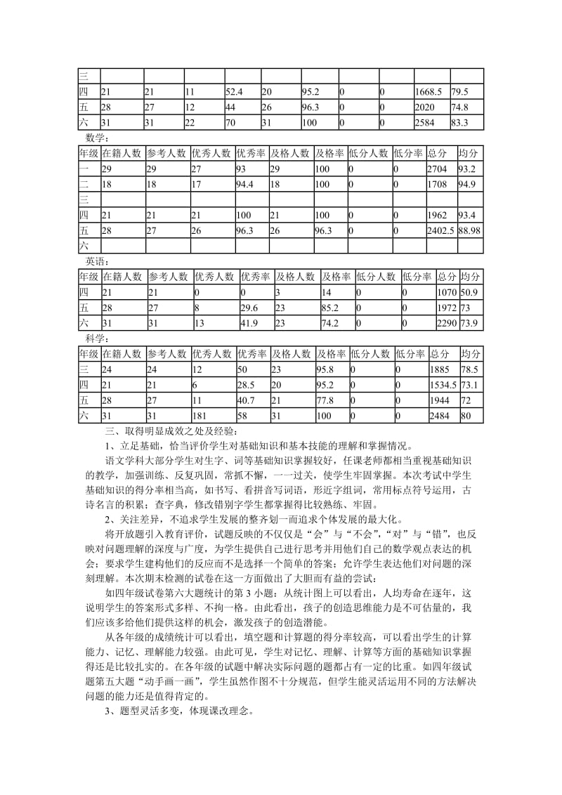 三湖小学学校期末考试质量分析.doc_第2页