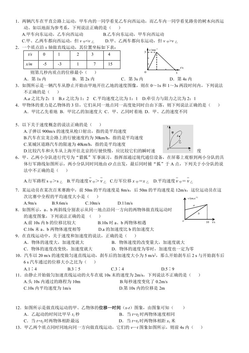 高一物理AB卷题及答案详解.doc_第3页