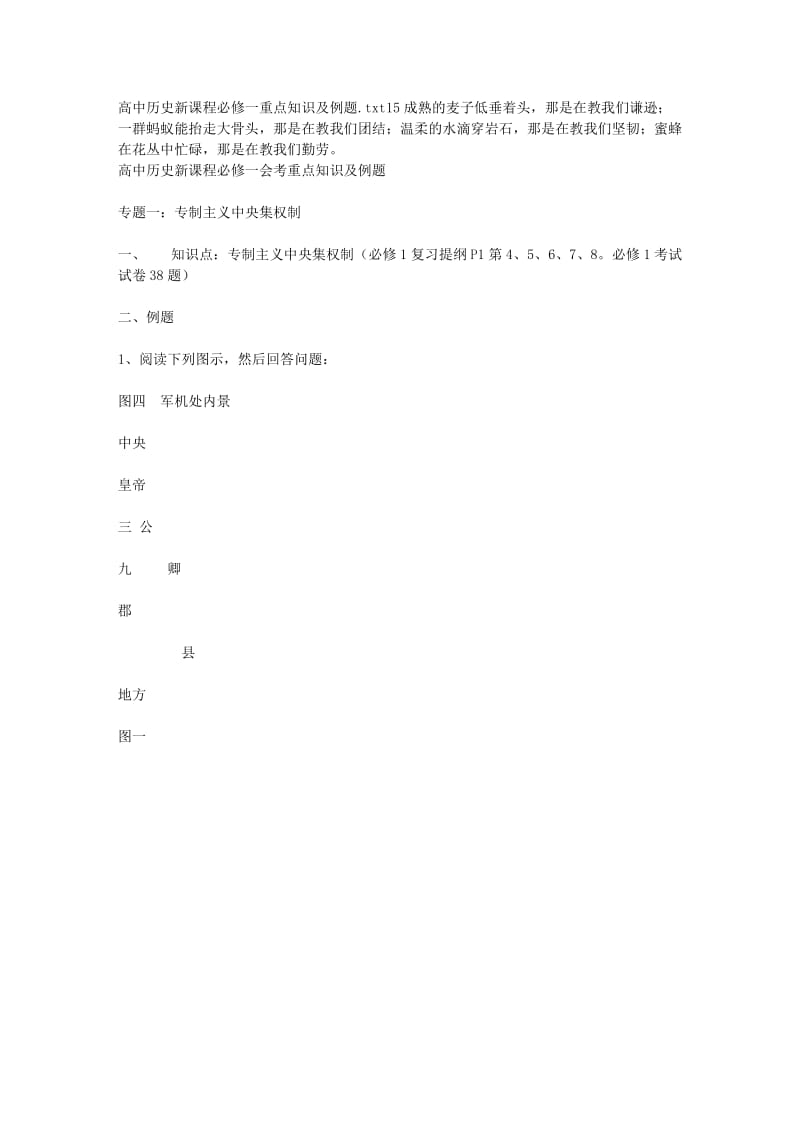 高中历史新课程必修一重点知识及例题.doc_第1页