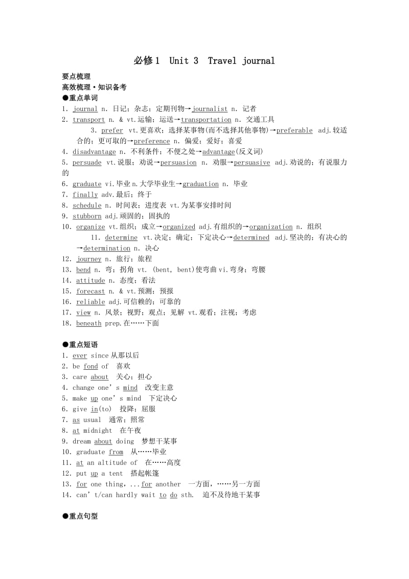 高考英语(人教版)要点梳理重点突破必修1Unit3Traveljournal.doc_第1页