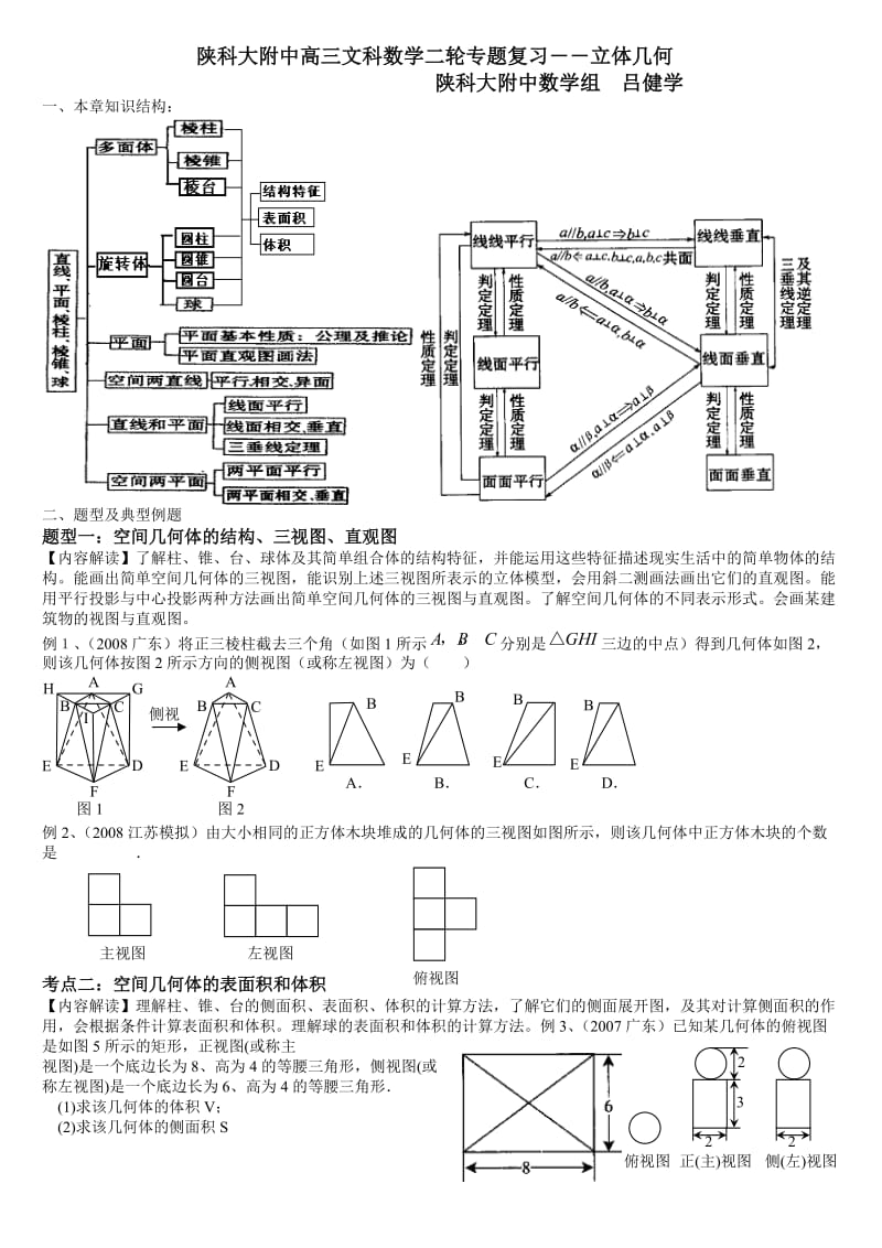 高三文科数学二轮专题复习―立体几何.doc_第1页