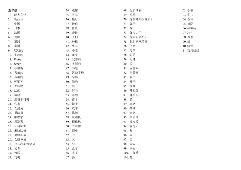 人教版五年级六年级上册所有单词.doc_第1页