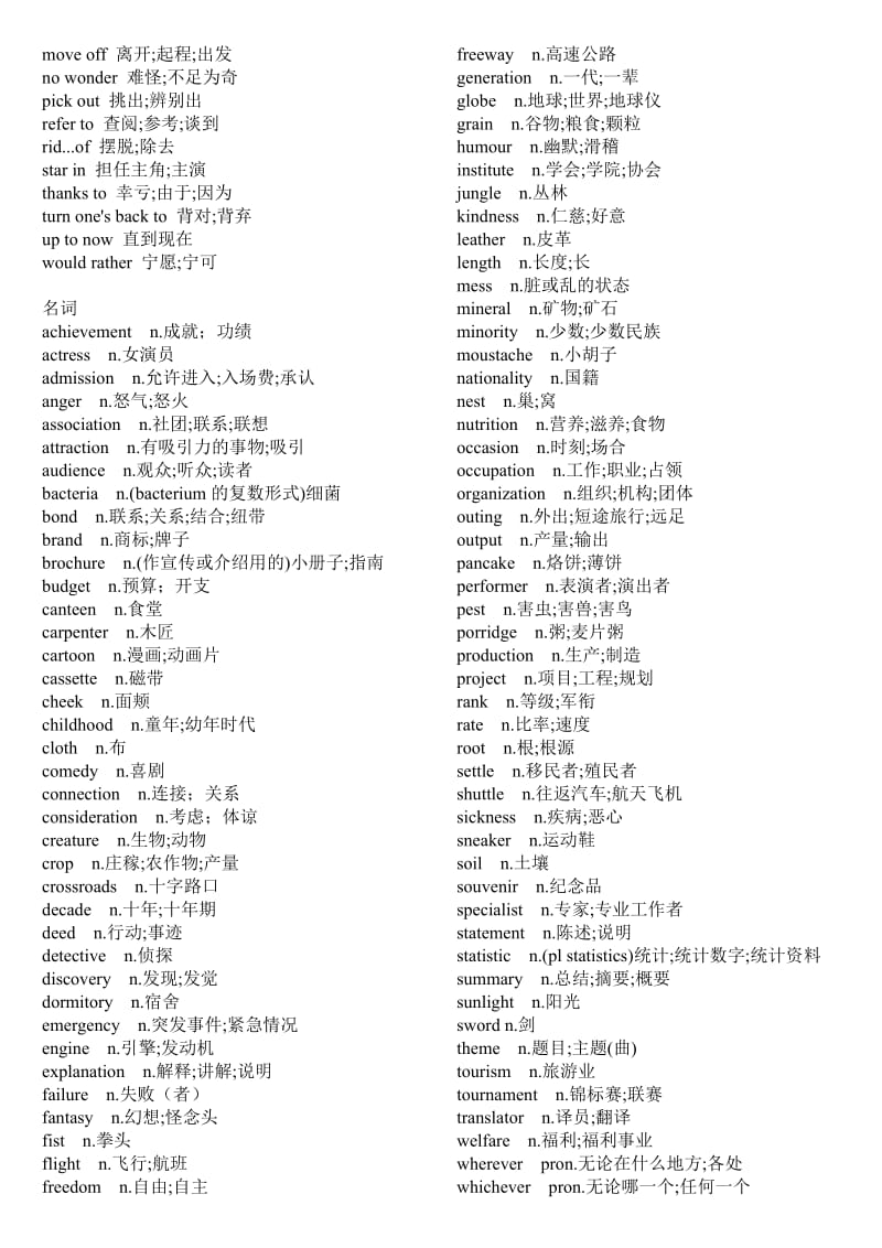 词性分类(字母顺序)高中英语必修4词汇表.doc_第2页