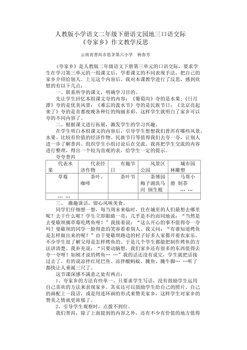 人教版小学语文二年级下册语文园地三口语交际教学反思.doc_第1页