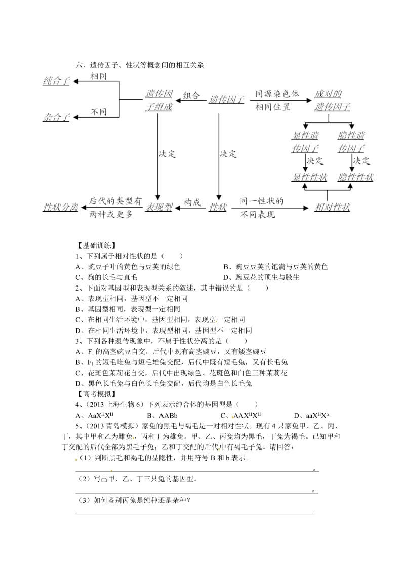 高中生物高考复习精讲精练(课题34)：遗传学的基本概念及其相互关系.doc_第2页