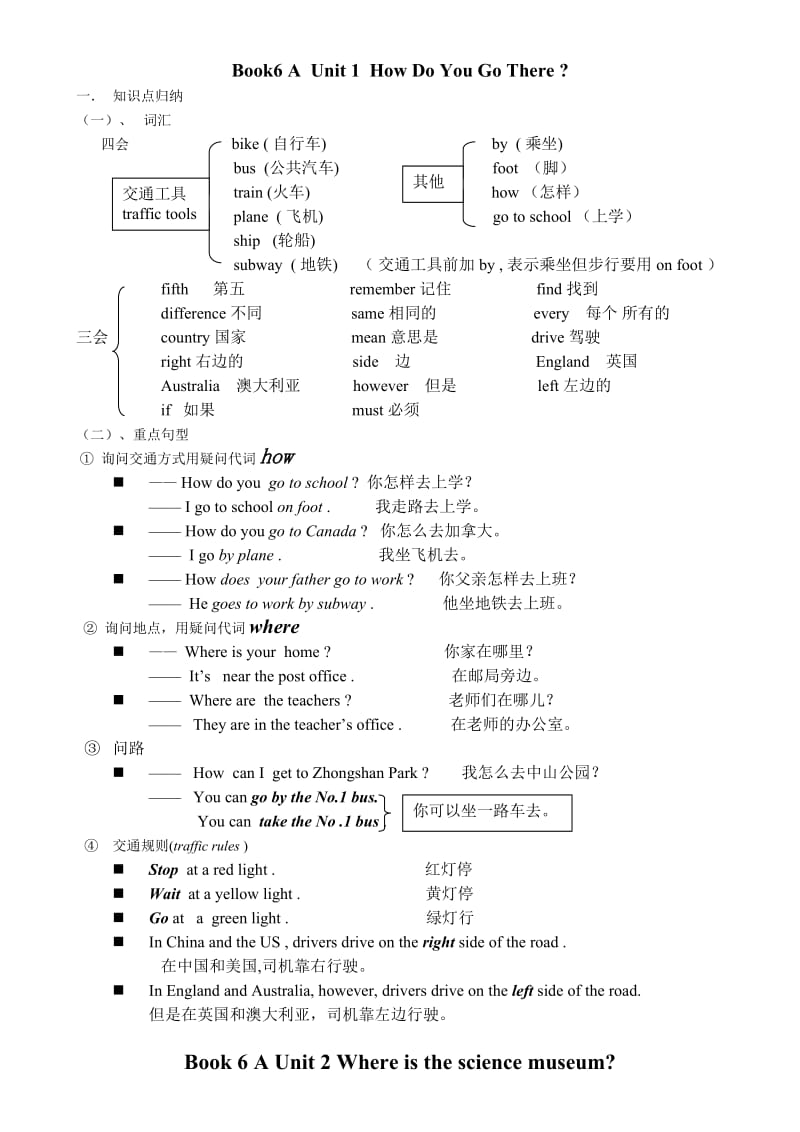 六年级英语上册各单元知识点归纳及练习【PEP】.doc_第1页