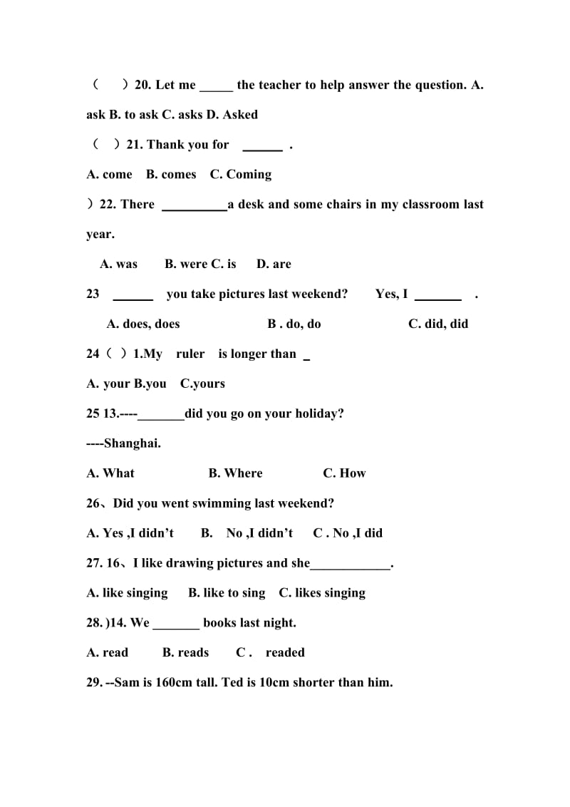 六年级英语期中检测题.doc_第3页
