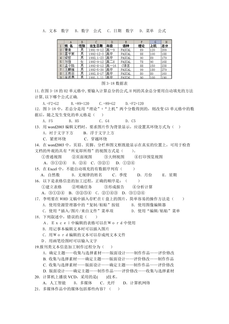 高一信息技术前三章知识检测题.doc_第2页