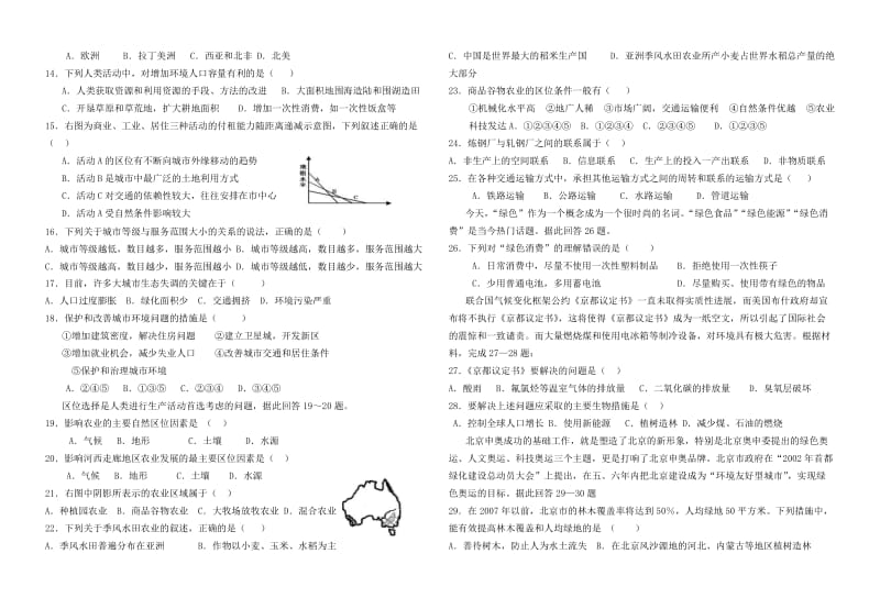 高一地理必修二期末检测卷.doc_第2页