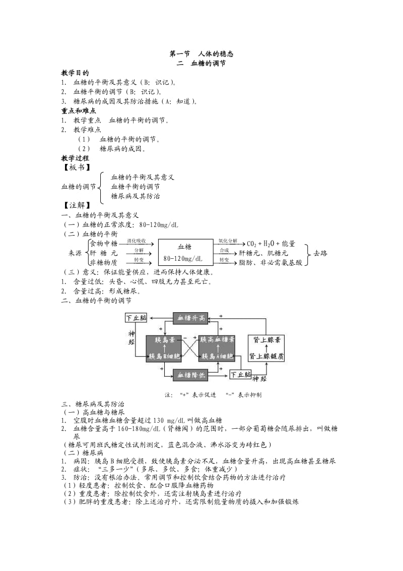 高中生物选修全一册人体的稳态之血糖的调节.doc_第1页