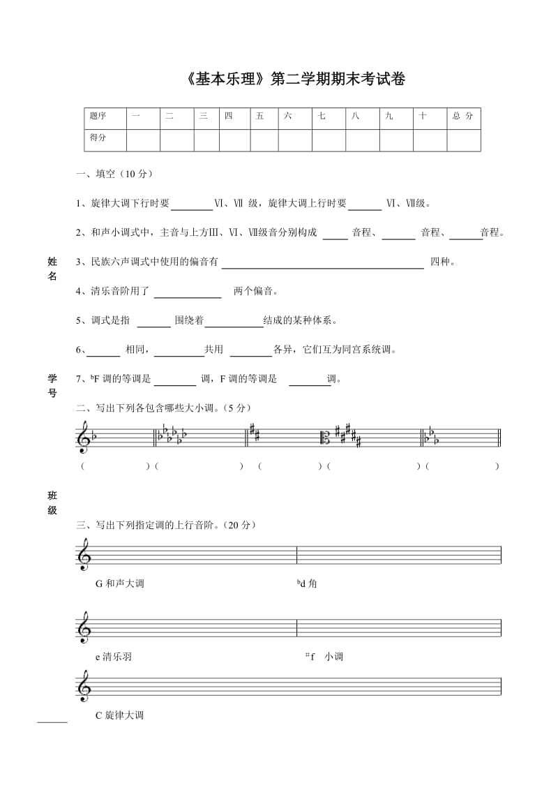 高三下高考乐理考试卷.doc_第1页