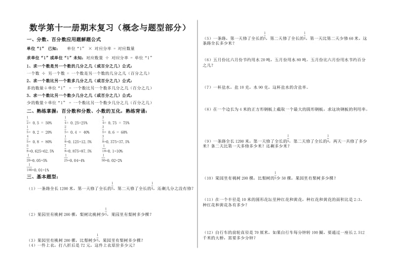 人教版六年级数学上册期末分类复习题全套.doc_第1页