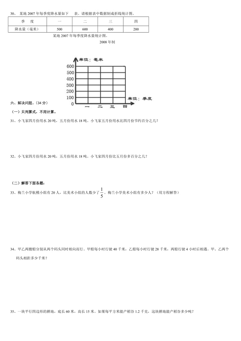 人教版六年级下册数学试卷.doc_第3页