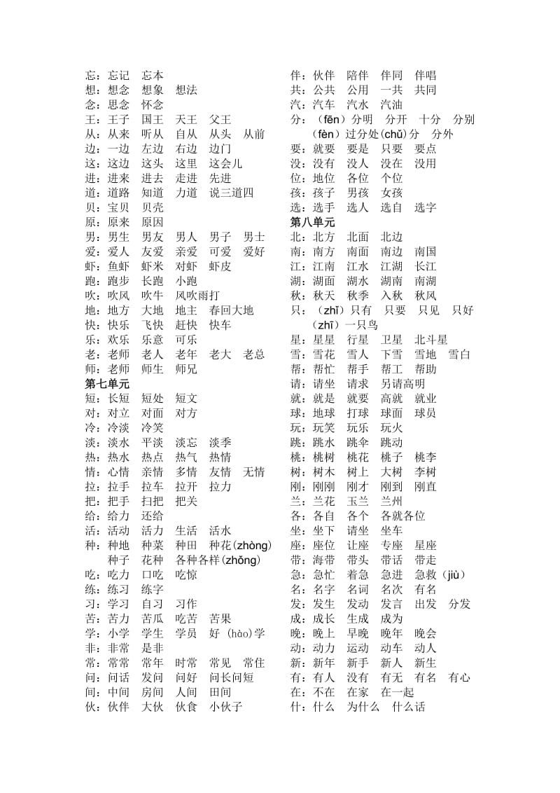 人教版语文一年级下册四会字组词.doc_第3页