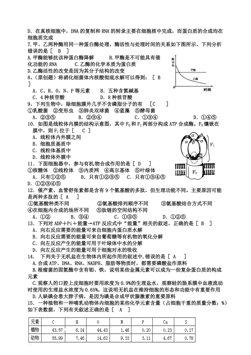 高中生物必修一1-5章练习.doc_第2页