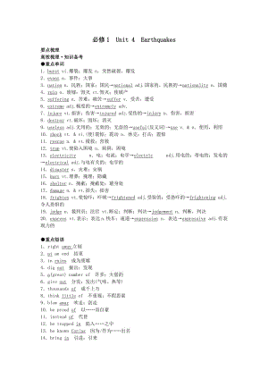 高考英語(人教版)要點梳理重點突破：必修1Unit4Earthquakes.doc