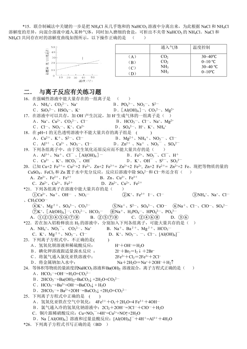 高一化学无机反应与无机物性质综合练习(100题).doc_第2页