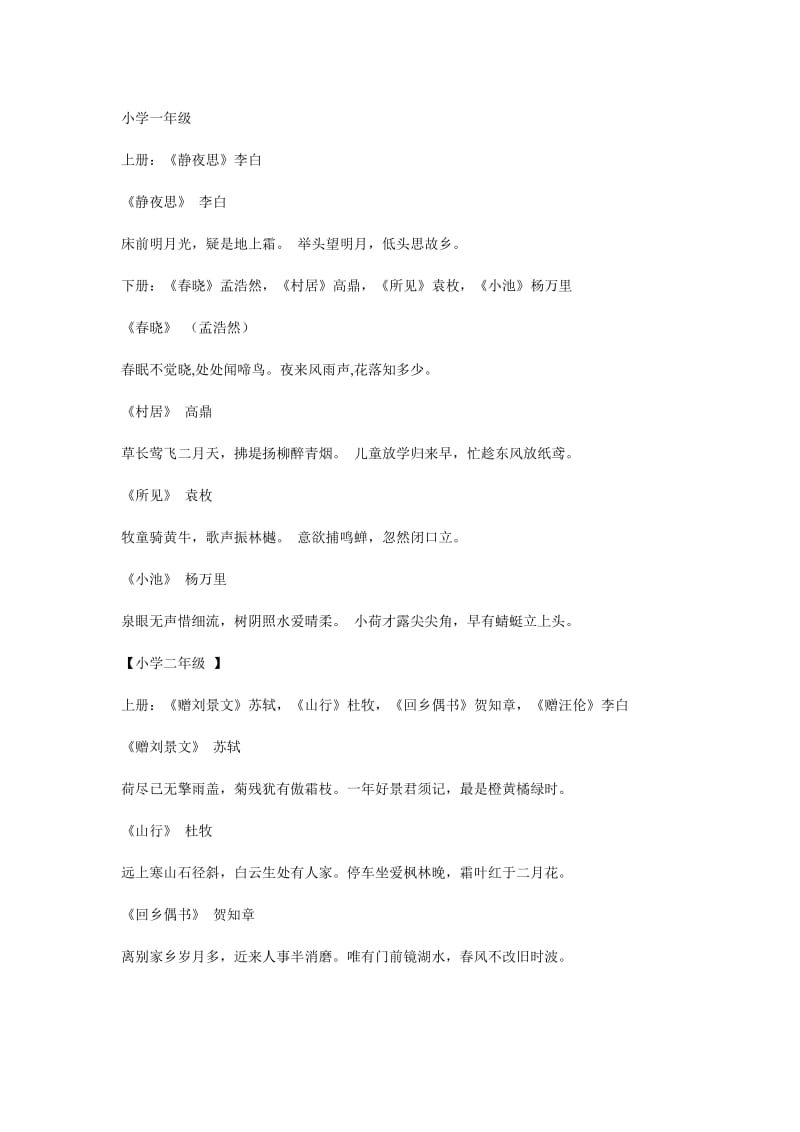 人教版语文从一年级到六年级全部学过的古诗.doc_第1页