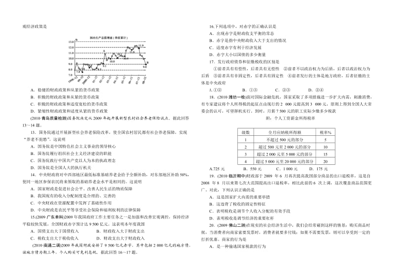 高三一轮经济生活第三单元训练(提高卷).doc_第2页