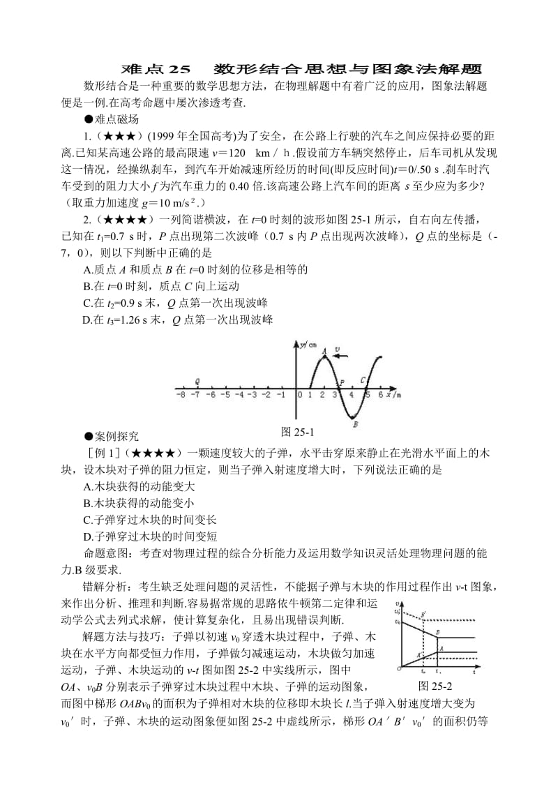 高考物理复习知识点难点汇总25数形结合思想与图象法解题.doc_第1页