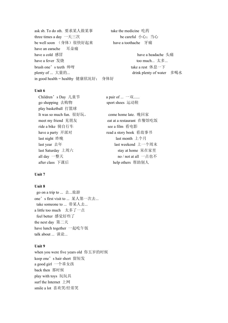 六年级上册词汇(摘自新编广州版小学英语目标实施手册测试卷).doc_第2页