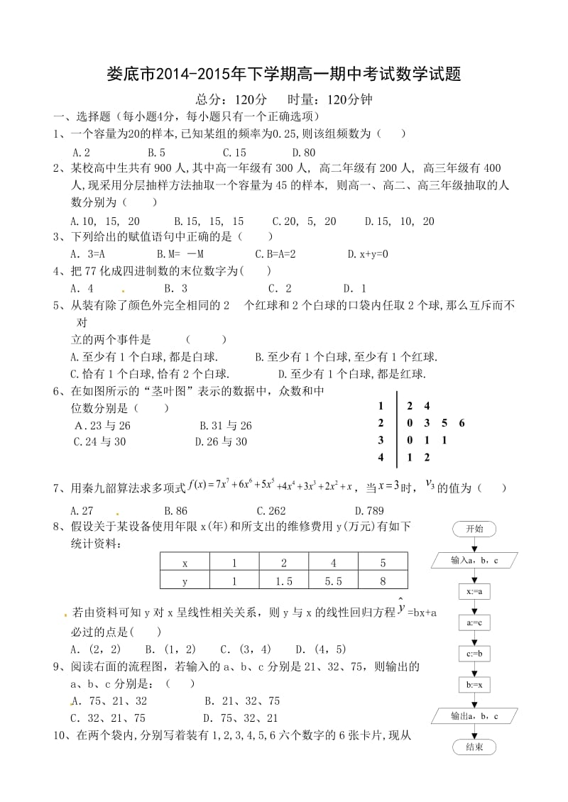 高中数学必修3试卷.doc_第1页