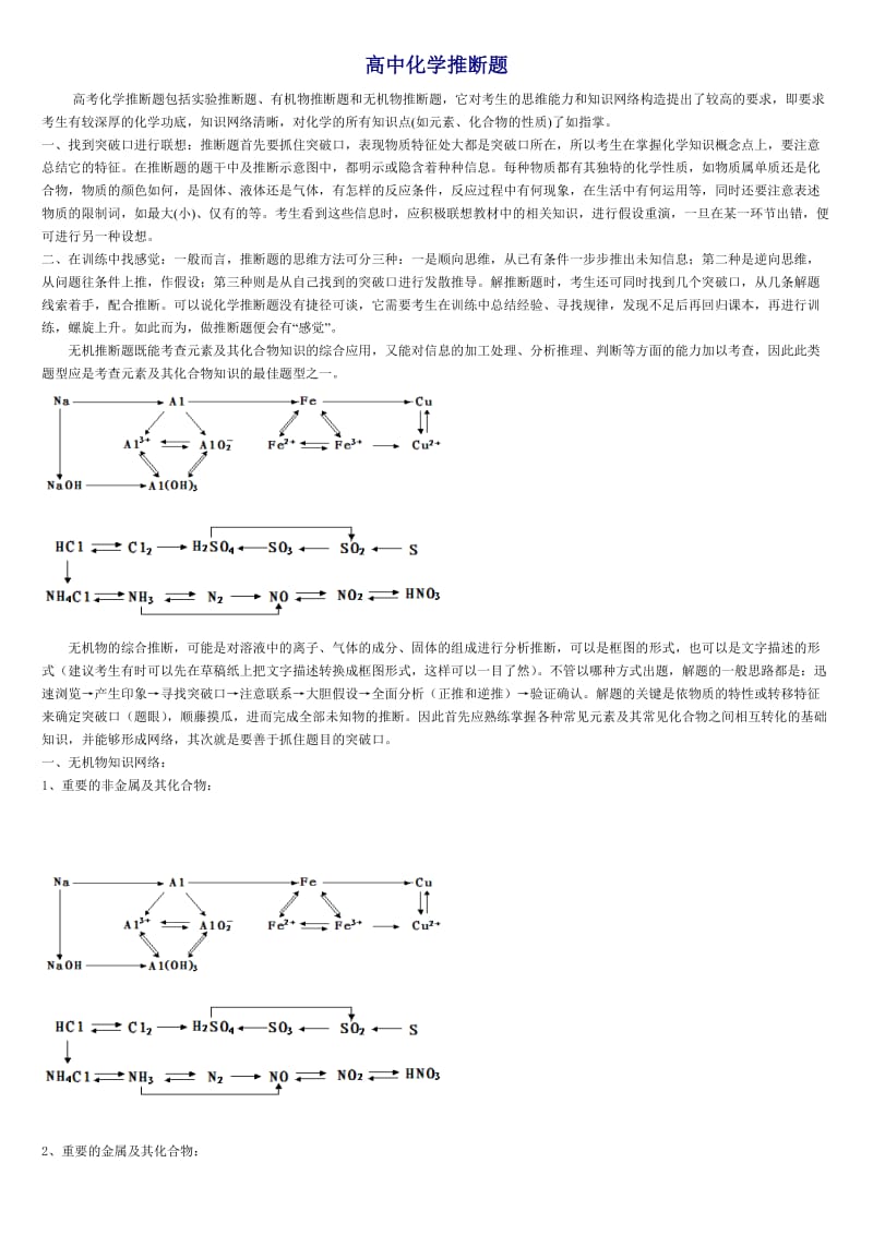 高中化学推断题专题讲解与分析.doc_第1页