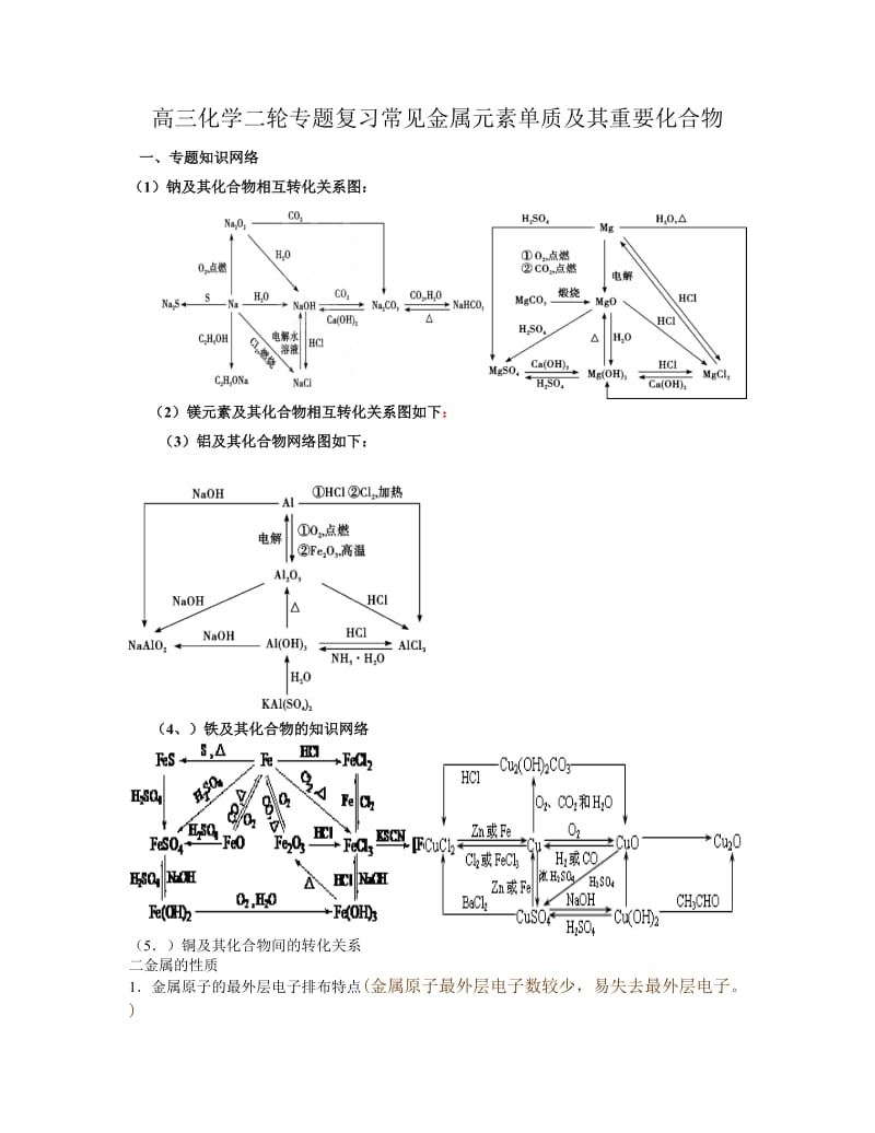 高三化学二轮专题复习常见金属元素单质及其重要化合物.doc_第1页