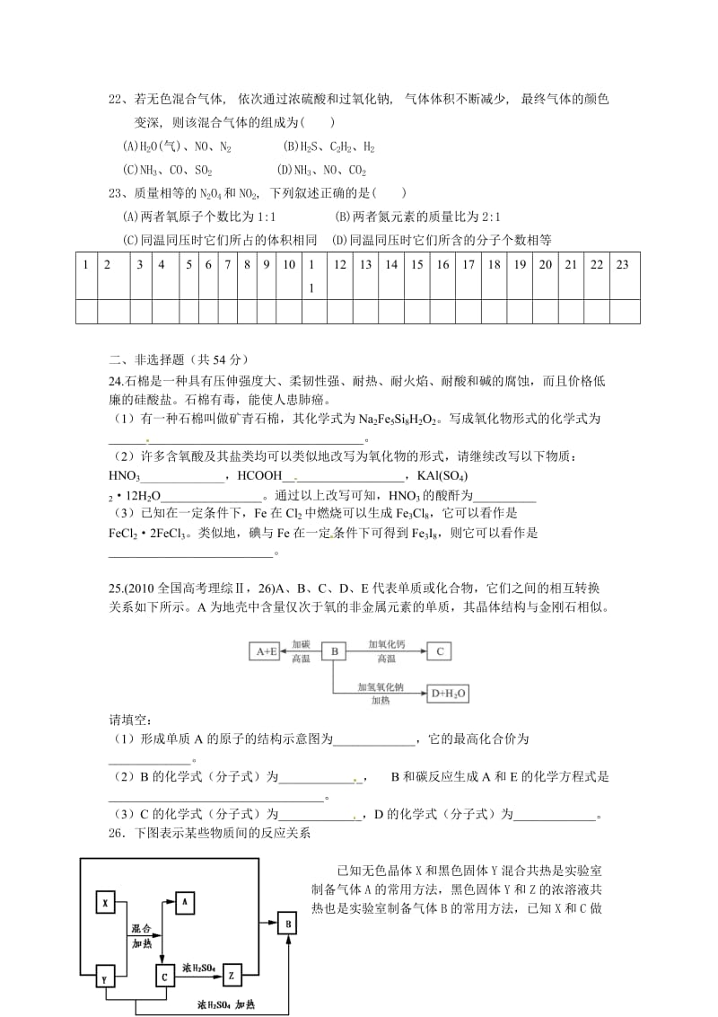 高中化学人教版必修1第四章非金属习题.doc_第3页