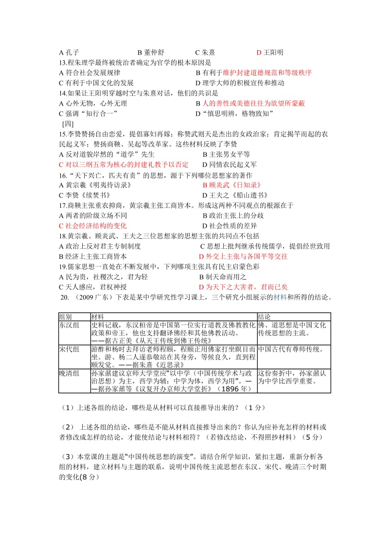 高中历史(人民版)必修三专题一、二单元检测试卷.doc_第2页