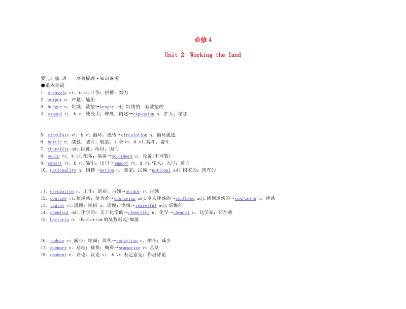 高考英语Unit2Workingtheland要点梳理重点突破新人教版必修.doc_第1页