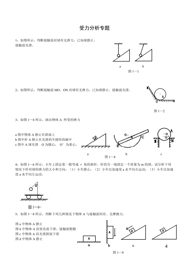 高一物理受力分析专题.doc_第1页