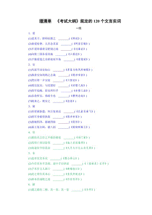 高考《考試大綱》規(guī)定的120個文言實詞.doc