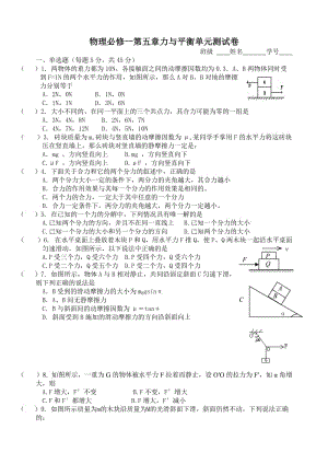 高一物理第五章《力與平衡》單元試卷.doc