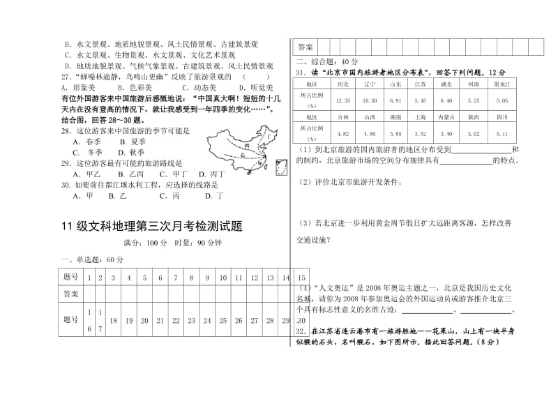 高二旅游地理模拟试题.doc_第3页