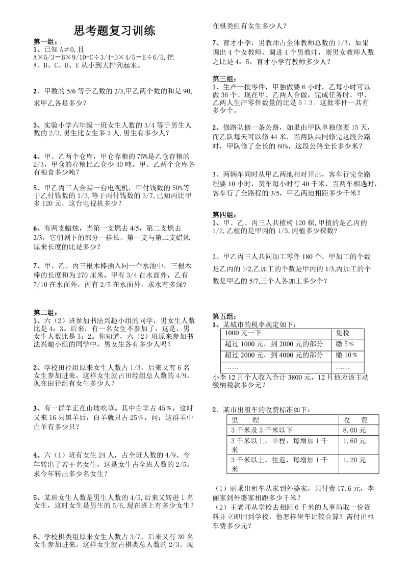 六年级创新思维训练摸底测试题.doc_第1页