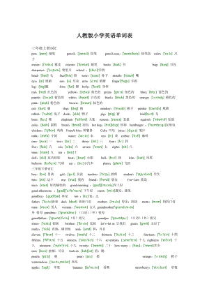 人教版小學英語單詞表.doc