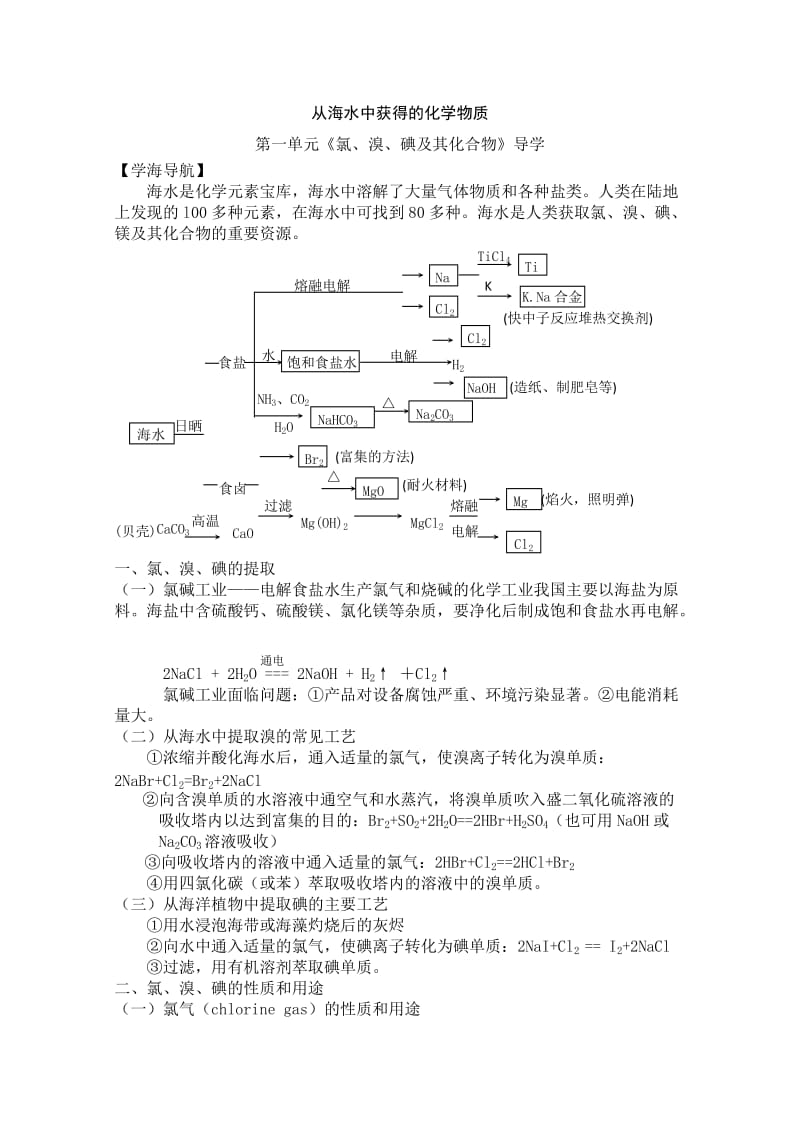 高一化学知识点总结(从海水中得到的化学物质).doc_第1页