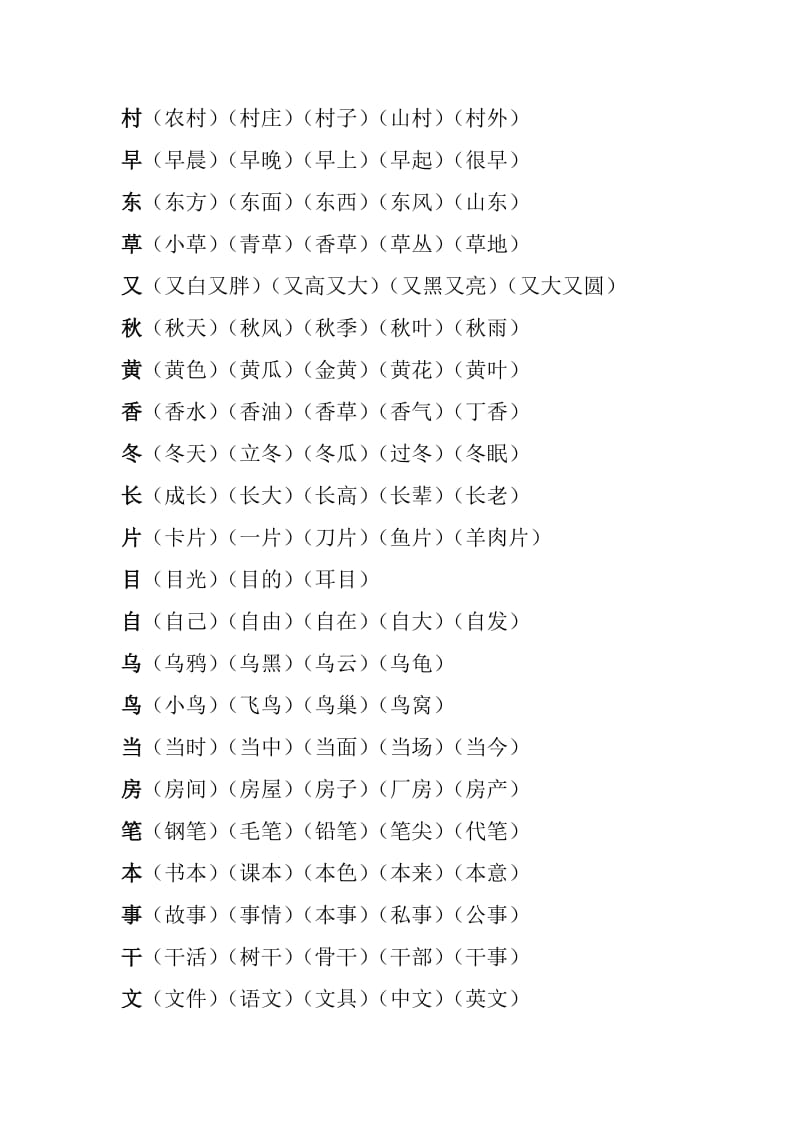 冀教版一年级下册会写字及组词.doc_第2页