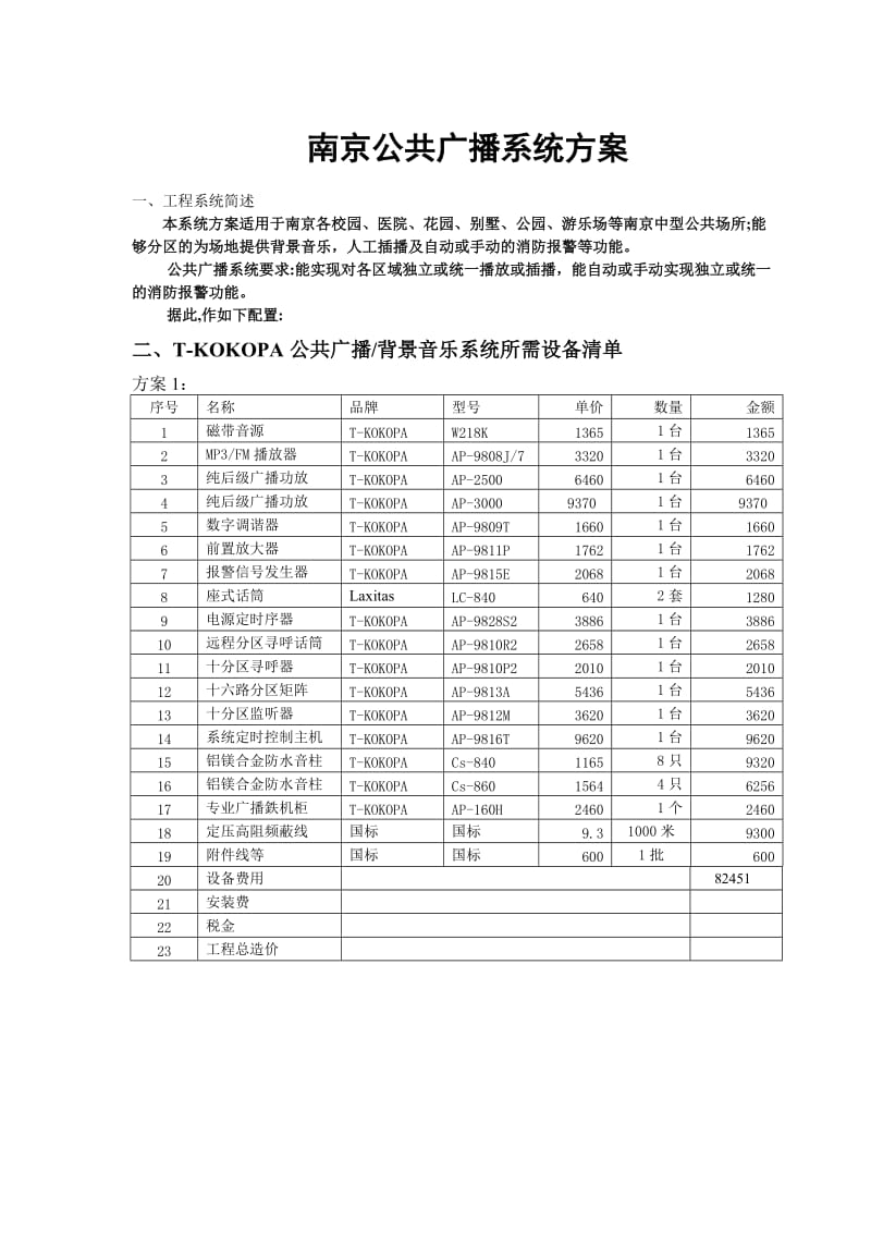 南京背景音乐数字广播系统方案.doc_第1页