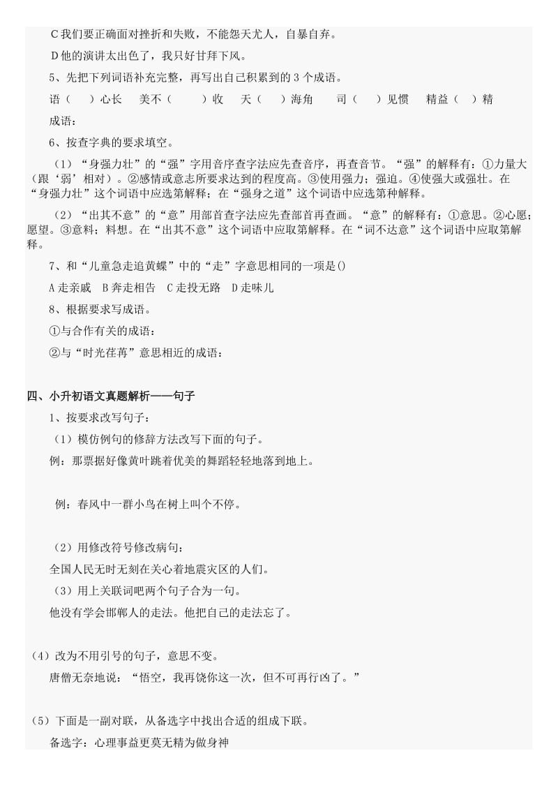 语文部编小学小考小升初总复习资料汇总大全23_第3页