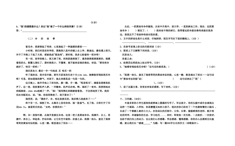 汉滨区小升初语文试题.doc_第3页