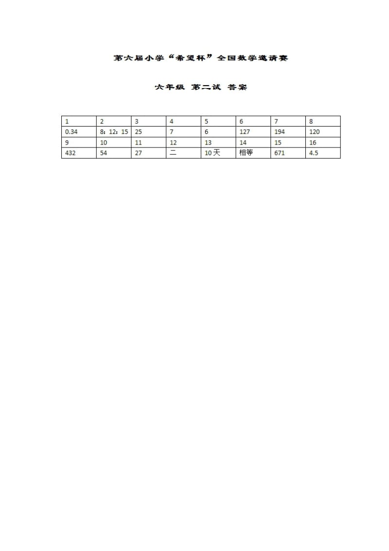 【全国数学邀请赛】小学奥林匹克竞赛第六届希望杯六年级第2试试题及答案_第3页