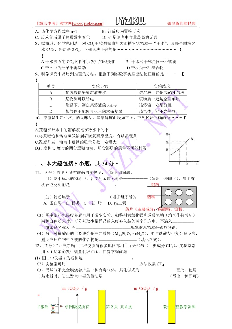 2011合肥市化学中考试题参考答案及评分标准.doc_第2页