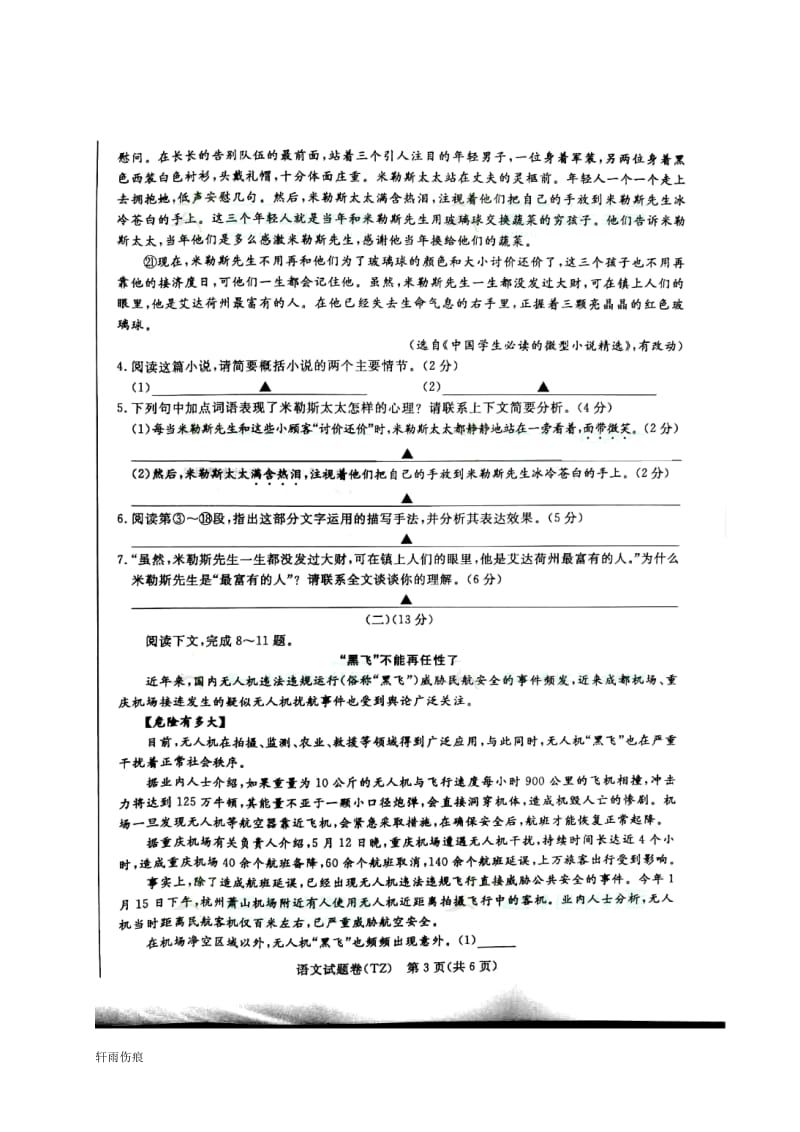 【中考历年真题】台州市2017年中考语文试题_第3页