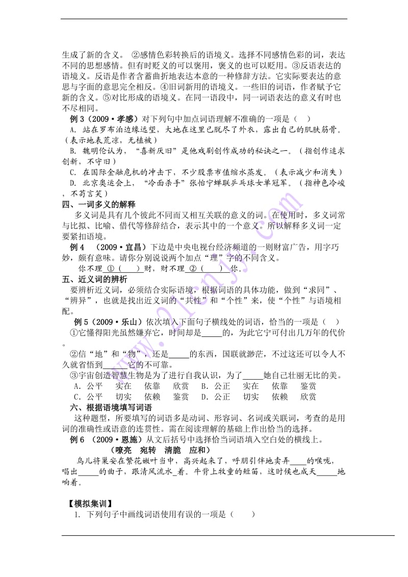 2010年中考语文复习之语言运用词语的理解与运用.doc_第2页