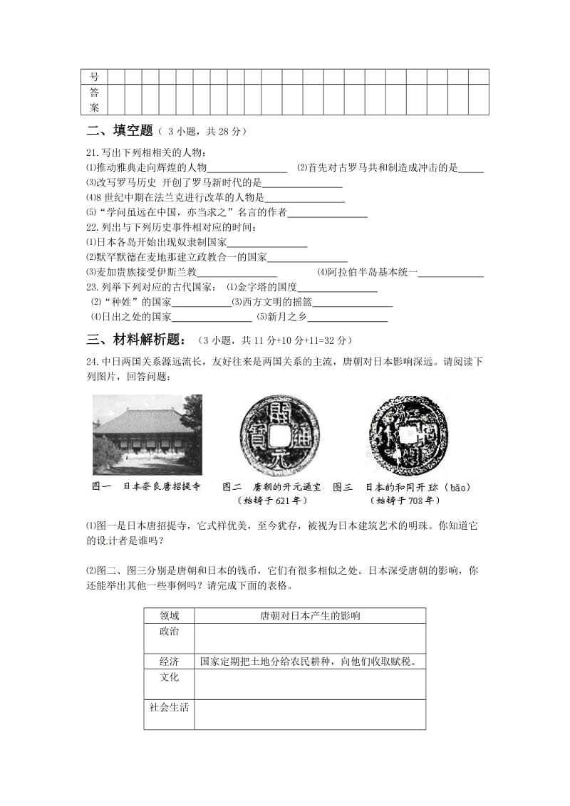 2011年下学期九年级第一次月考历史试题.doc_第3页