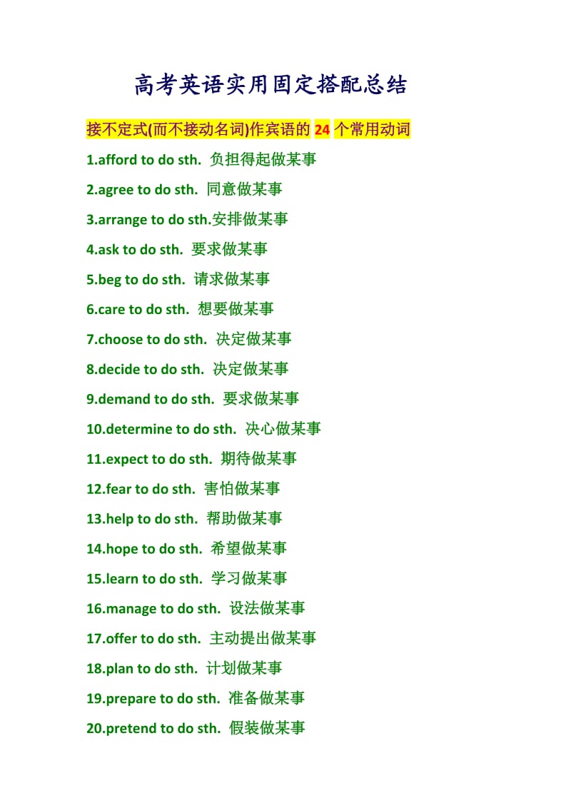 高考英语实用固定搭配总结.doc_第1页