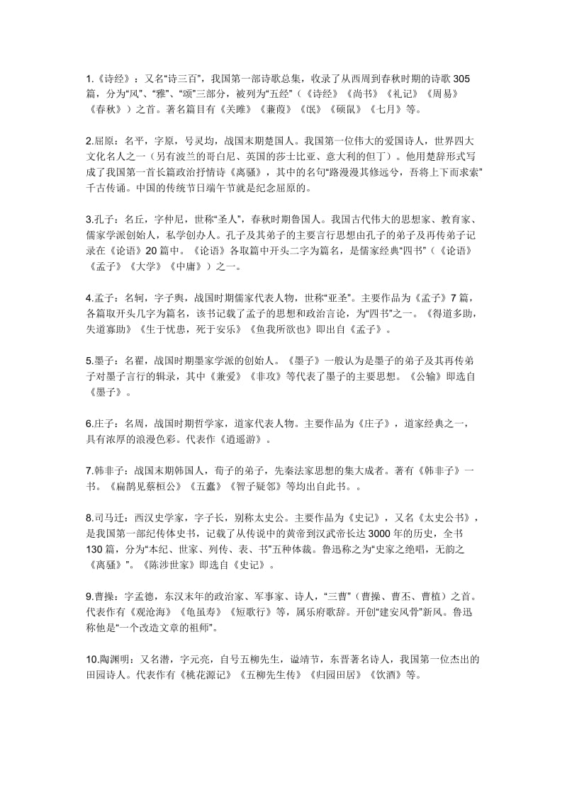 【高中高考必备】高中语文总复习资料高中文言名家必背常识知识_第1页